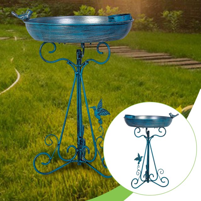 Baño para pájaros, comedero para pájaros, resistente a la intemperie, accesorio de decoración para jardín, adorno de hierro para exteriores, patios y