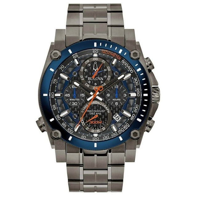 Bulova Mens Precisionist Quartz Watch with Stainless Steel Strap, grey, 23 (Model: 98B343)