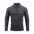 thumbnail image 2 of New Men's Long Sleeve Shirt in A Solid Color with A Lapel Suitable for Casual Wear Mens Tops Tee Shirts Mens Shirts Dark Gray XL, 2 of 6