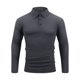 thumbnail image 2 of Blusa y camisa de manga larga con cuello vuelto para hombre, camisa deportiva de color liso con solapa y botones, blusa de poliéster de manga larga con solapa para hombre, 2 of 8
