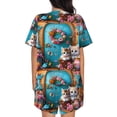 thumbnail image 3 of Lsque Whimsical Cats and Flowers Scene Women's Short-Sleeved Pajama Set - 2 Piece Soft and Lightweight Sleepwear Set-XX-Large, 3 of 9