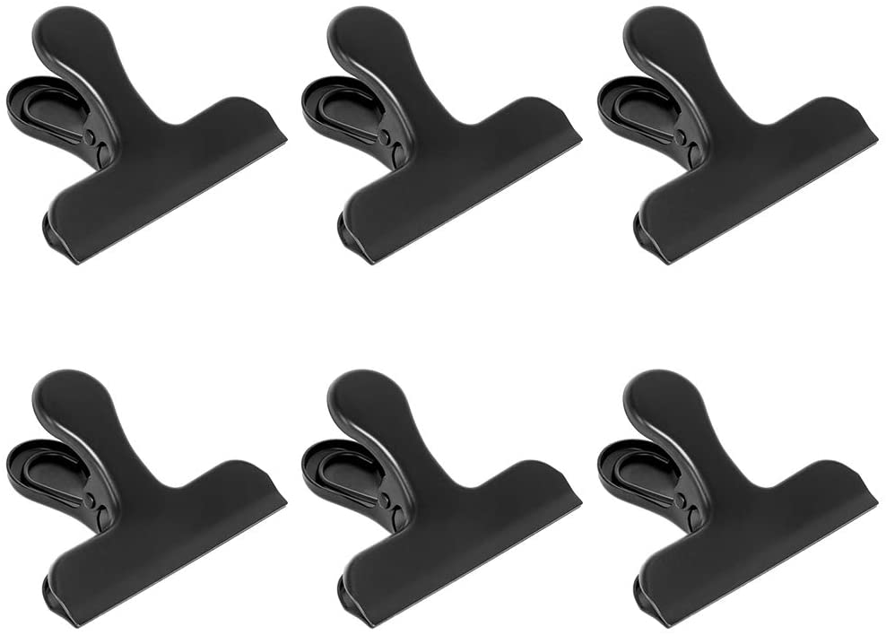 6pack Chip Bag Clips Large Black Stainless Steel Air Tight Bag Clip