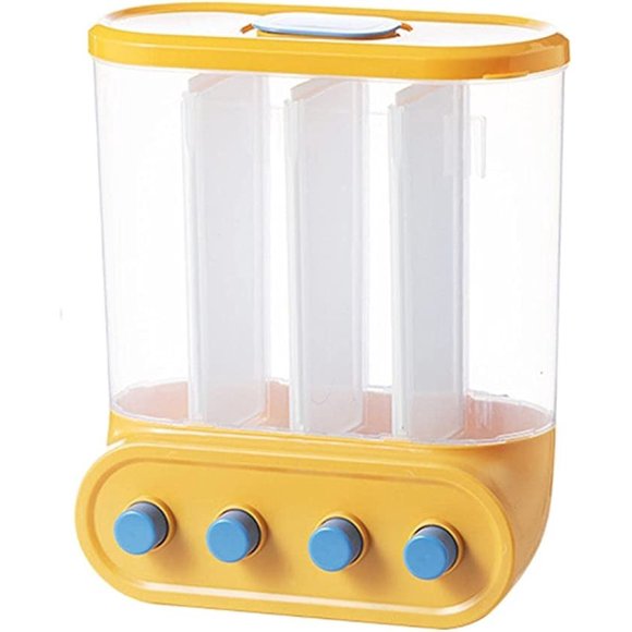 Dispensador de Cereal Ximxi Hermetico Amarillo Cuatro Divisiones