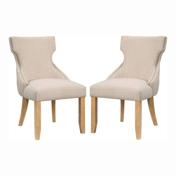 Furniture of America Glanz Fabric Wing-Back Side Chair in Ivory (Set of 2)