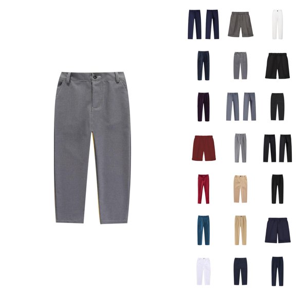 Boys' Girls‘ Flat Front Dress Pants Adjustable Waist School Wear Formal Casual Pants Trousers For Kids