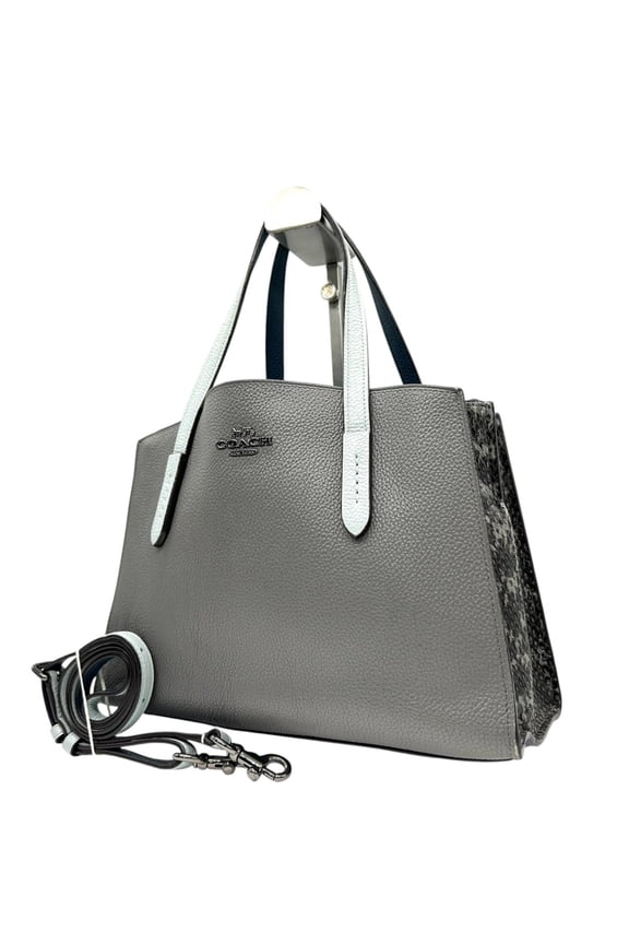 Pre-Owned Coach handbag/shoulder bag in embossed leather (31740) gray and blue,... (Good)