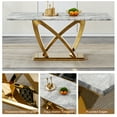 thumbnail image 5 of 70" Marble Dining Table for 6-8 People, Modern Rectangle Faux Marble Kitchen Table with Mirrored Finish Stainless Steel Base, Dining Room Table for Home, Kitchen, Apartment (Style 1: Gray & Gold), 5 of 8