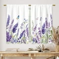 thumbnail image 3 of Purple Lavender Flower Kitchen Curtains Floral Butterfly Bathroom Curtains Window Treatment Drapes Tier Rustic Plant Cafe Small Bedroom Short French Door Curtains 2 Panels 27.5x39 Inch, 3 of 6