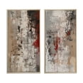 thumbnail image 2 of Designart "Fading Passion Retro Beige and Red Abstract" Abstract Painting Framed Wall Art Set Of 2 - Modern Red Frame Gallery Set For Office Decor, 2 of 6