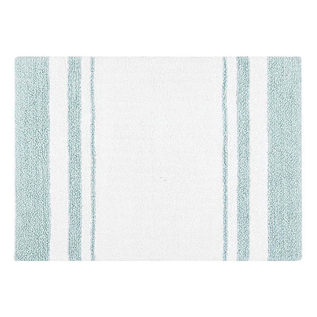 MAYEERTY Medium Pile Cotton Reversible Bathroom Rug, Non-Slip Bath Mat, Aqua, 20"W x 30"L