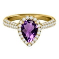 thumbnail image 2 of Mauli Jewels Rings for Women 1.55 Carat Diamond and Pear Shaped Amethyst Ring 4-prong 10K Yellow Gold, 2 of 7