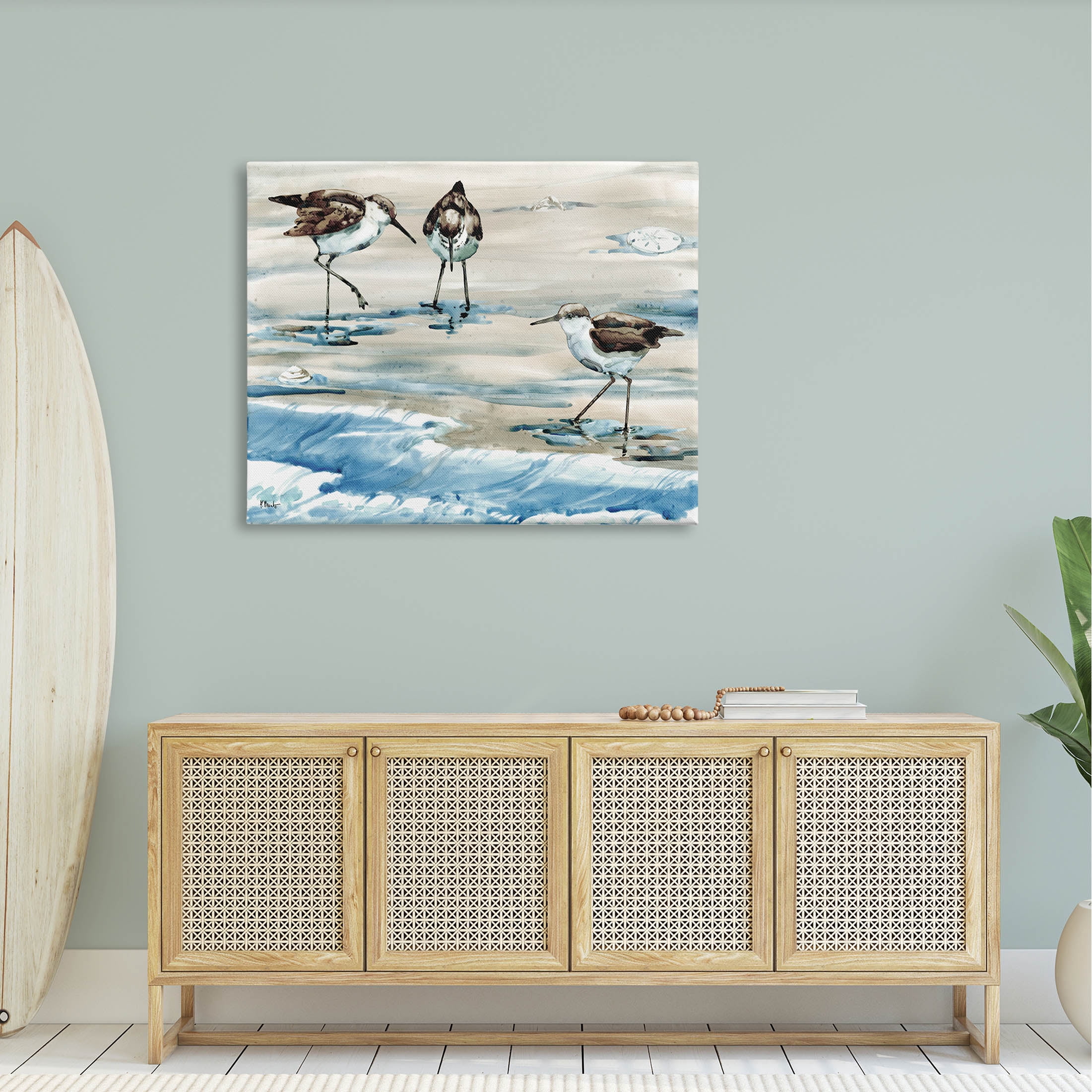 Stupell Industries Rockhampton Sandpipers Ocean Waves Painting Gallery Wrapped Canvas Print Wall Art, Design by Paul Brent