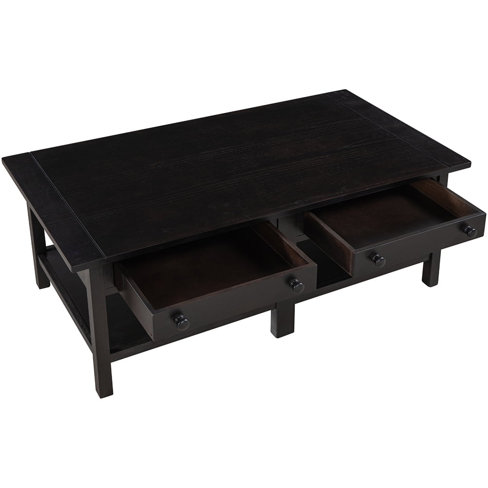 Resenkos Wooden Coffee Table with Open Styled Shelf Large Storage Space, Cocktail Table with Two Drawers for Living Room,Espresso Resenkos Wooden Coffee Table with Open Styled Shelf Large Storage Space, Cocktail Table with Two Drawers for Living Room,Espresso