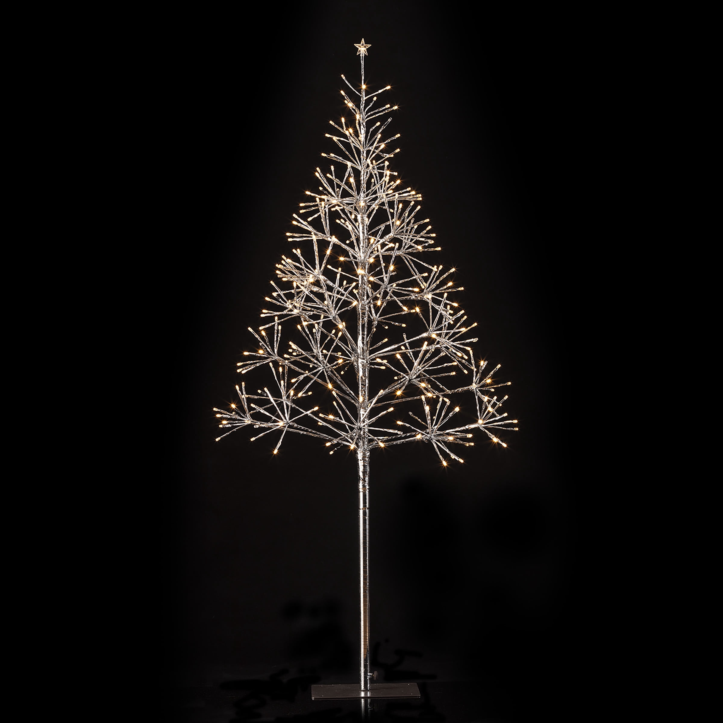 Alpine Corporation 53"H Indoor/Outdoor Artificial Christmas Tree with White LED Lights, Silver