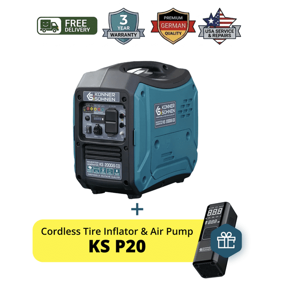 Konner & Sohnen 2000-Watt Gasoline Inverter Generator Lightweight Portable 120V Super Quiet Parallel Ready Outdoor Camping