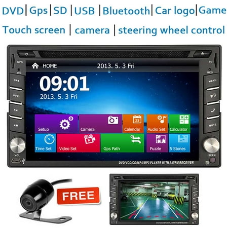 Eincar 6.2” Car DVD CD Navigation Multimedia Player In Dash Double Din Car Radio GPS Navigation Support Wireless Bluetooth Music SWC FM/AM RDS Radio USB/TF AUX Subwoofer+ Free Rear (Best Compact Subwoofer For Music)