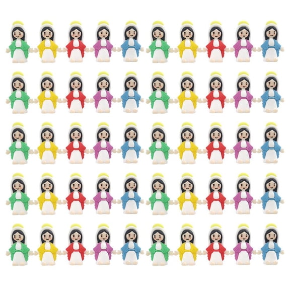 GINTBN 50 Packs Little Figures Tiny Mini Figurines in Bulk Little Virgin Mary Figurines Classic Religious Christ Savior Decor Gifts for Sunday Easter Eggs Stuffers Baptism