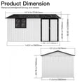 thumbnail image 7 of 12ft x 10ft Metal Outdoor Storage Garden Tool Shed Workshop with Foldable Worktable, Shelves, Window, Hanging Lamp Hook & Apex Roof for Backyard Garden Patio, White+Black, 7 of 7