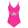 thumbnail image 4 of Miqool Women's One Piece Swimsuits Mesh Sheer V Neck Tummy Control Bathing Suit Criss Cross Ruched Slimming Swimwear, 4 of 5