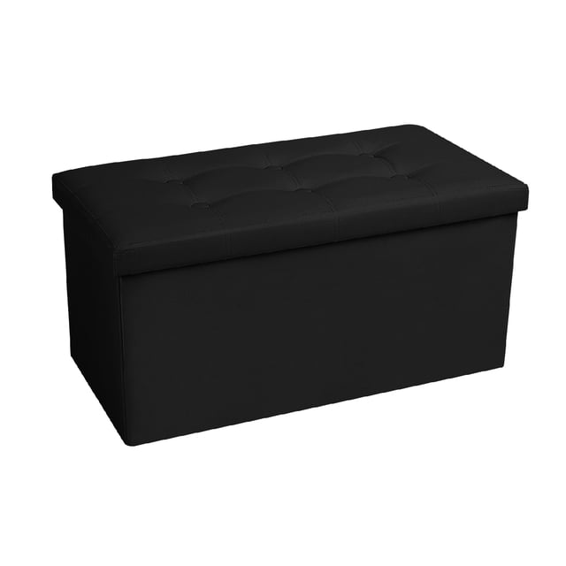Taburete Otomano Plegable de almacenamiento Tapizado para Cama Dormitorio color negro