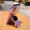 thumbnail image 5 of Compatible for iPhone 11 Pro Max 6.5 Inch Bling Plating Astronaut Hidden Stand Case, Cute 6D Stand Glitter Phone Case for Women Girls Soft TPU Shockproof Back Cover - Purple, 5 of 12
