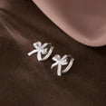 thumbnail image 4 of Sterling Silver Small Bow Hoop Earrings for Women Teens Bow Ribbon Earrings Bowknot Huggie Earrings, 4 of 5