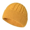 thumbnail image 3 of XIAOCHA Cable‑Knit Beanie for Women Knit Hats Casual Fall‑Winter Toque,Yellow, 3 of 3