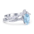 thumbnail image 2 of Teardrop Pear Twisted Two Piece Women Engagement Ring Simulated Aquamarine 925 Sterling Silver, 2 of 5