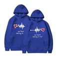 thumbnail image 2 of Women's Valentine Hoodie with Pocket Funny Graphic Print Long Sleeve Fleece Lind Warm Pullover Drawstring Sweatshirts(Blue,M), 2 of 5