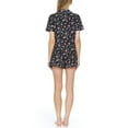 thumbnail image 2 of FLORA Sets Black Patterned Short Sleeve V Neck Button Up Lounge Shorts Sleepwear  Size M, 2 of 2