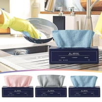 Outoloxit Reusable 8x8 Inch Microfiber Kitchen Towels - Absorbent and Degreasing Cleaning Cloths for Dishes, Countertops, Glass, Stove, Box of Extractable Wipes