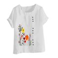thumbnail image 3 of Birdeem Womens Summer Casual Round Neck Short Sleeve Flower Printing Loose Shirt Tops, 3 of 12