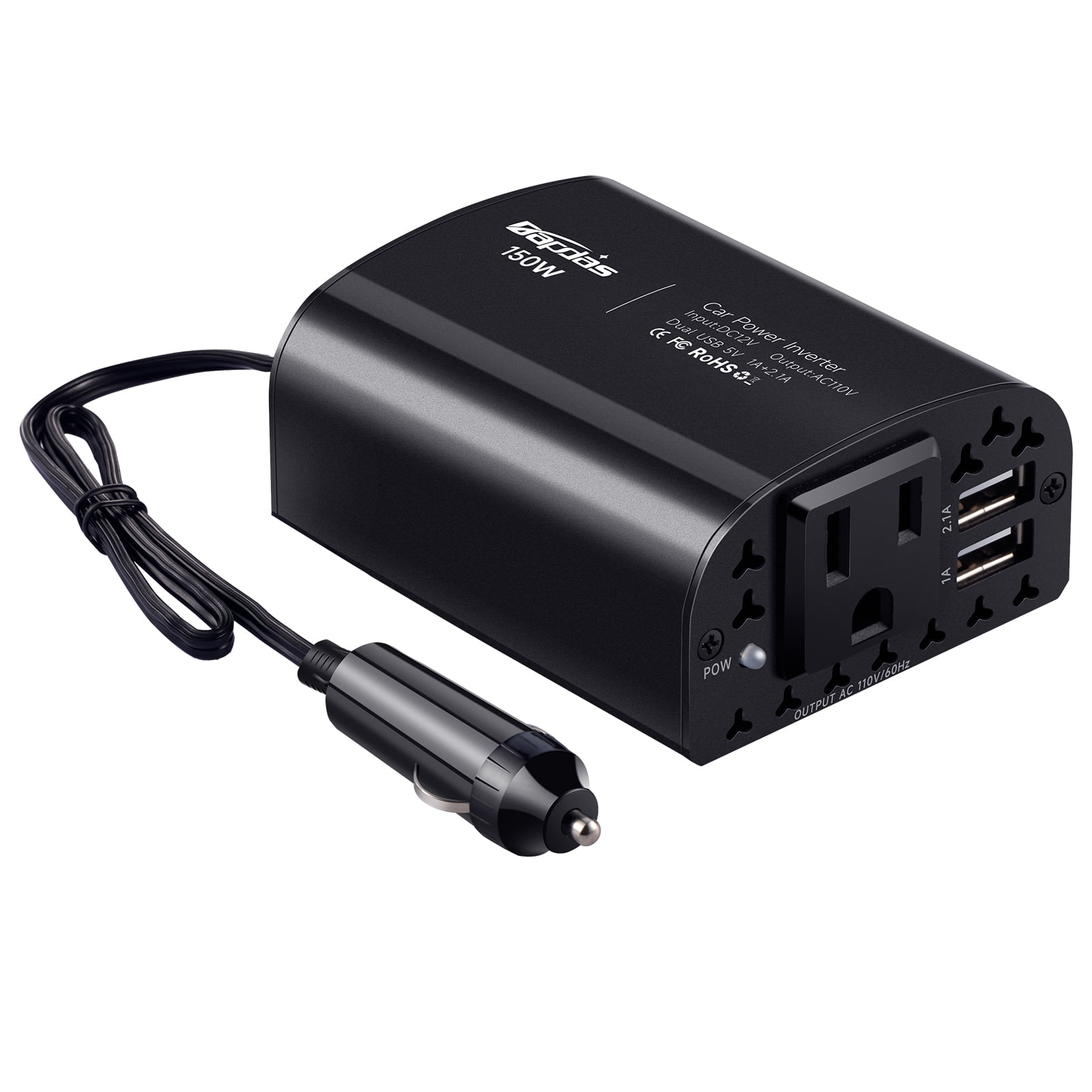 Bapdas 150W Car Power Inverter DC 12V to 110V AC Car Charger Adapter 2