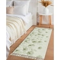 thumbnail image 3 of Sage Green Floral Entryway Runner Rug 2x4ft,Botanical Flower Plant Herb Watercolor Washable Woven Living Room Hallway Bedroom Kitchen Carpet with Tassels,Indoor Outdoor Throw Door Mat for Entryway, 3 of 5