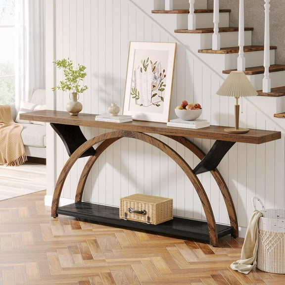 Tribesigns 70.87" Console Table with Storage Shelf, Narrow Long Sofa Table Behind Couch Table