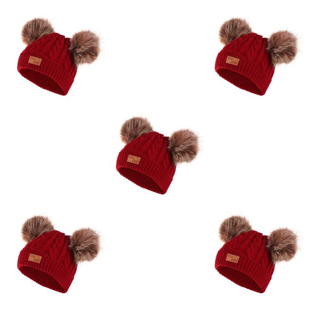 Sonducket Bufanda Bebé Invierno Cálido Kit Delicada Elasticidad Clima Frío Manoplas Versátiles Lindo Pompón Top Sellado marrón pom bola Type1 NO1