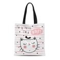 thumbnail image 1 of NUDECOR Sac Fourre-Tout en Toile Rose Adorable Visage de Chat Mignon et Texte Drôle Sac d'Épicerie Réutilisable Durable, 1 of 1