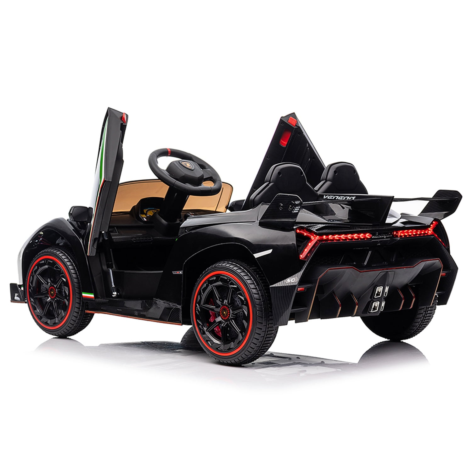 CIPACHO 12V Powered Ride Ons for Kids Licensed Lamborghini Poison Small Dual Drive Sports Car with 2.4G Remote Control, Black