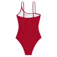 thumbnail image 5 of Baqcunre Womens One Piece Swimsuits, Women's Strappy Ribbed Monokini 1 Piece Adjustable Spaghetti Straps Bottoms Swimwear Bikini Suits, Women's Swimwear 1PC Red L, 5 of 9