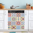thumbnail image 4 of Vintage Talavera Ceramic Tile Dishwasher Magnet Covers for The Front Magnetic Dishwasher Cover Home Cabinet Decals 20" x 26" Refrigerator Door Home Decor, 4 of 5