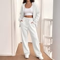 thumbnail image 5 of Women Zip Up Hooded Sweatsuit Set Oversized Full Zip Hoodie Wide Leg Sweatpants Casual Matching Outfit M, 5 of 7