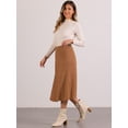 thumbnail image 4 of DARING DIVA Women's High Waist Fall Stretchy Fishtail Cable Knit Midi Skirts XS Camel, 4 of 6