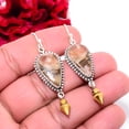 thumbnail image 3 of Copper Golden Sunstone 925 Sterling Silver Two Tone Arrow Head Earring 2.15 Su43, Handmade Jewelry, Dangle Earring, 3 of 4