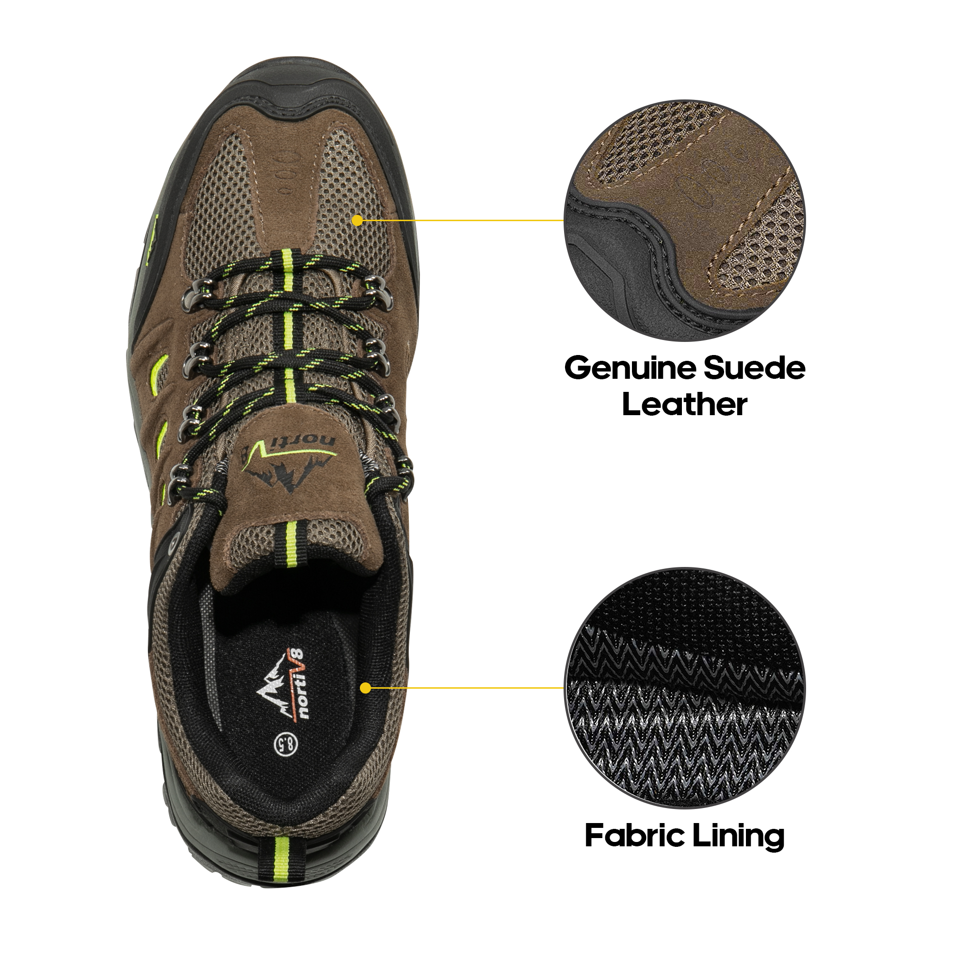 NORTIV 8 Men's Waterproof Leather Low-Top Hiking Shoes for Outdoor Trekking, Camping, and Walking