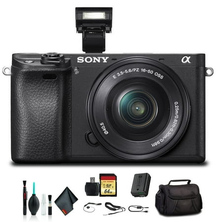 Sony Alpha a6300 Mirrorless Camera +16-50mm Lens Black ILCE6300L/B +Soft Bag, 64
