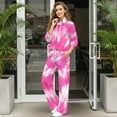 thumbnail image 3 of Uorisanigo Pink Tie Dye Women's 2 Pack Lounge Set Mock Neck Sweatshirts Wide Leg with Side Pocket Plus Size Tracksuit Loungewear Baggy Comfy Sweatsuit Travel Airport Outfits, 3 of 8