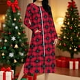 thumbnail image 2 of Womens Long Nightgowns Plaid Zipper Robes Christmas Pajama with Pocket Long Sleeve Bathrobes Loose Full Length Loungewear Warm Sleepwear Crew Neck House Coat, 2 of 9