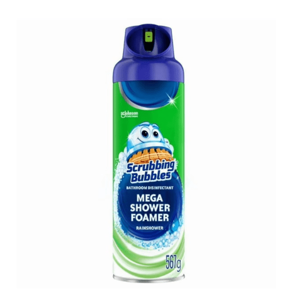 Scrubbing Bubbles Mega Shower Foamer Spray, Removes Soap Scum from Tubs & Shower Walls, Rainshower Scent, 567 g