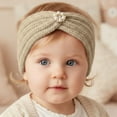 thumbnail image 2 of Toddler Girl Headbands Winter Girls Soft Knitted Headband Stretchy Lined Ear Warmer Head Wrap Elastic Bandana Cozy Warm Cold Weather Accessory for Toddler Kids Girl Headbands Beige One Size, 2 of 4