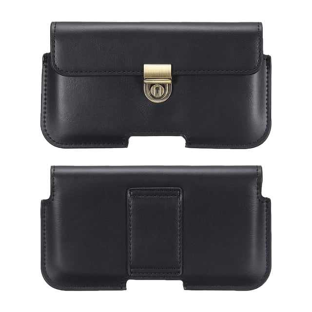 Teléfono Cinturón Soporte Estuche para 5.2-6.1 Celular Teléfonos, Horizontal Cuero Teléfono Cinturón Bolsa para Hombre Mujer con Clip Bucle, Negro